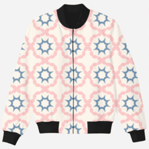 Girls’ Pink Floral All-Over Print Bomber Jacket: Blossoms in Motion