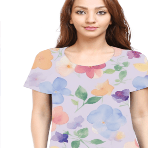 Watercolor Elegance: Petal Pattern Woman T-Shirt