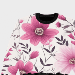 Pink Blossom Bliss: Floral Pattern Sweatshirt for Girls