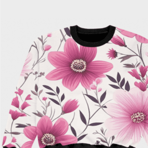 Pink Blossom Bliss: Floral Pattern Sweatshirt for Girls