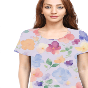 Watercolor Elegance: Petal Pattern Woman T-Shirt