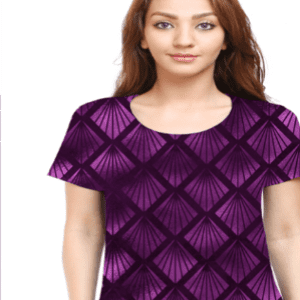 Purple Checks Delight: Women’s All-Over Plaid T-Shirt