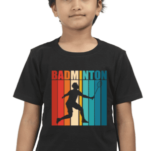 “Smash the Game: Badminton Enthusiast’s T-shirt for Kids