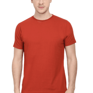 Rustic Elegance: Men’s Brick Red Round Neck T-Shirt