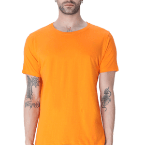 Sunny Vibes: Men’s Orange Round Neck T-Shirt