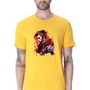 Warrior Spirit Round Neck T-Shirt with Striking Samurai Graphics