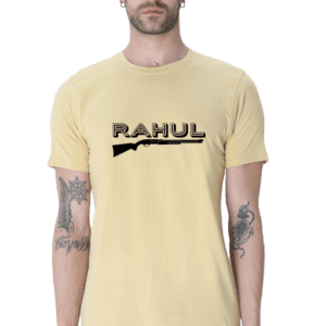Rahul Typography Tee with Gun Emblem
